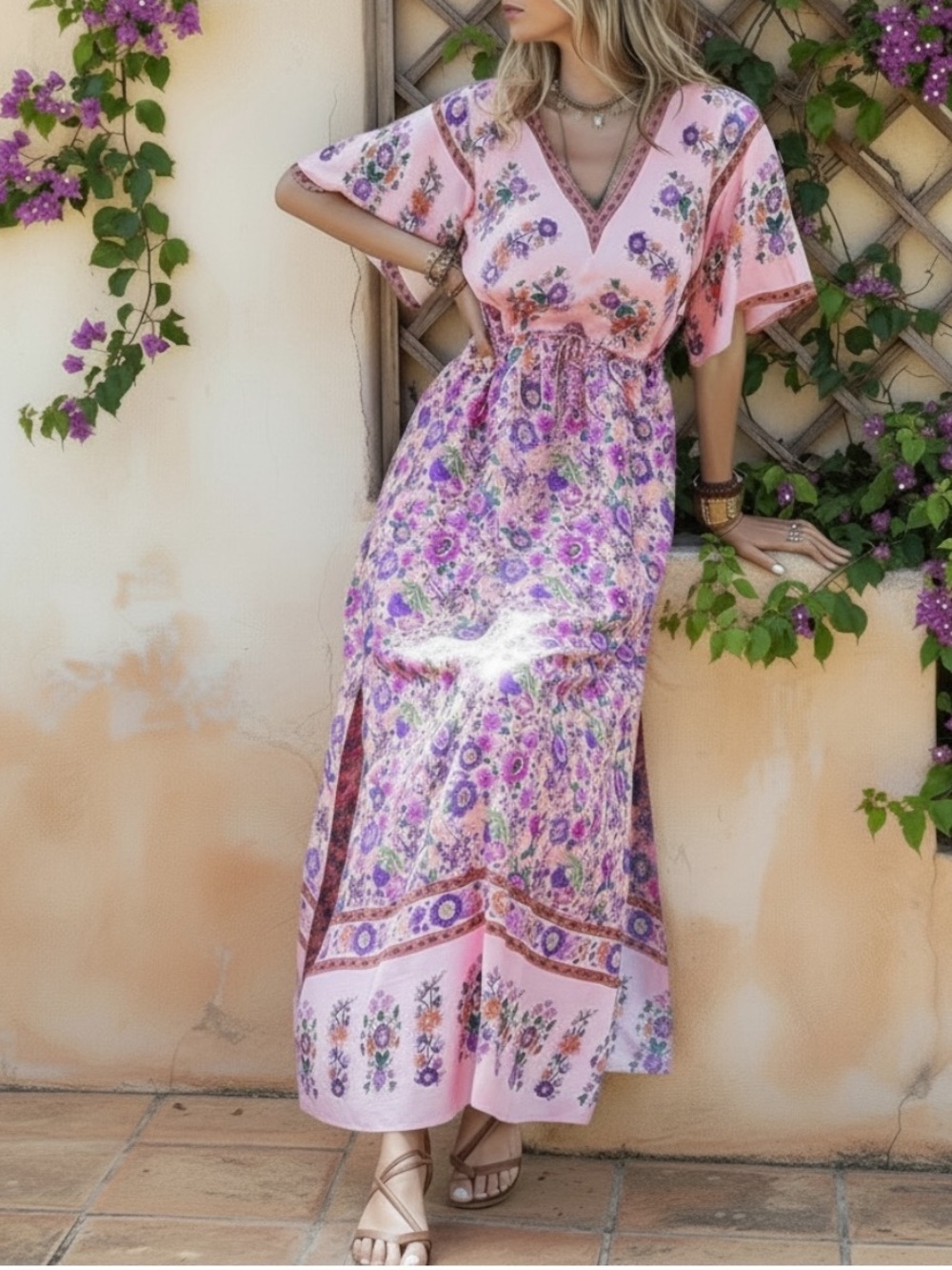 Rusttydustty Boho Floral Maxi Dress size XL